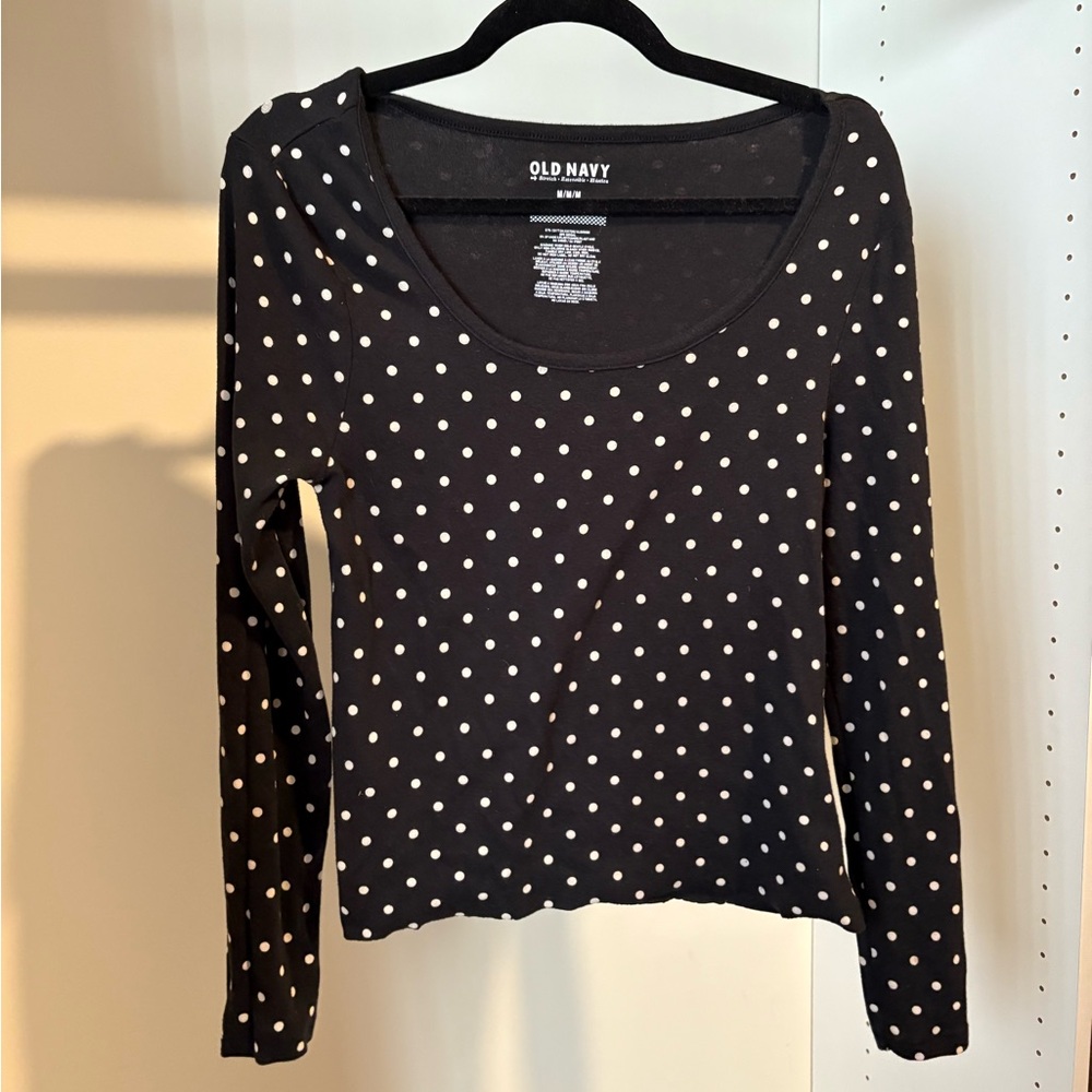 Old Navy Black and White Polka Dot Blouse